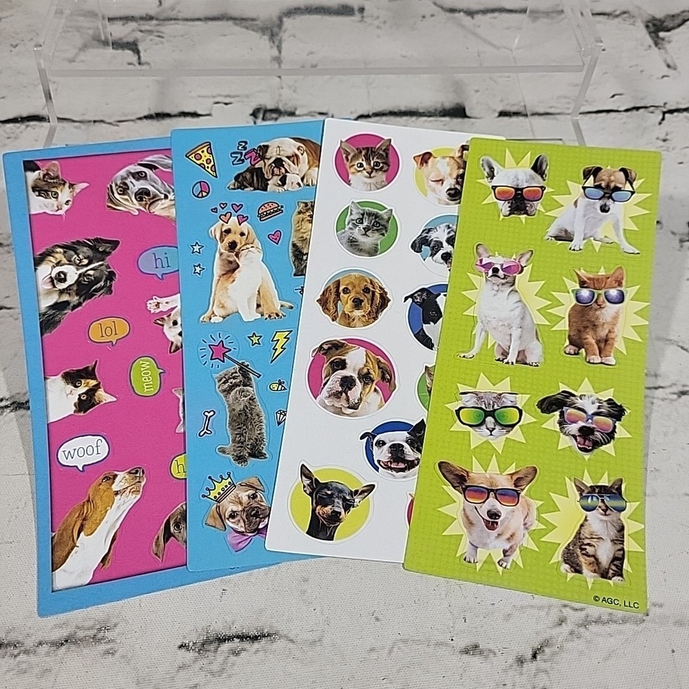American Greetings Stickers Cats Dogs Pets Animals Lot Of 4 Complete Sheets